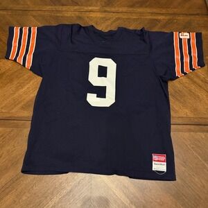 Vintage Chicago Bears Jim Miller #9 Sand-Knit NFL Jersey Navy Blue XXL